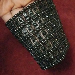 Black crystal & metal cuff